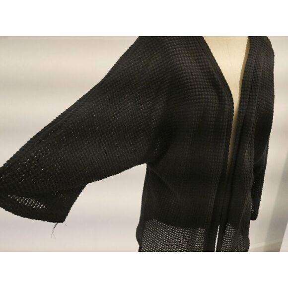 Sunset Chaser Waffle Knit Cardigan Black M - Picture 4 of 9